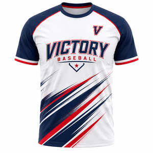 T-shirt de baseball Victory, impression par sublimation, 100 % polyester, séchage rapide, col rond sportif, manches courtes, unisexe, coupe classique - Product Image 1