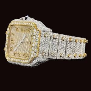 Man's Luxury 925 <b>Sterling</b> <b>Silver</b> <b>Watch</b> Iced-Out Square Case Moissanite Diamond 41mm Analog Display Hip-Hop Style ETA Antique - Product Image 3