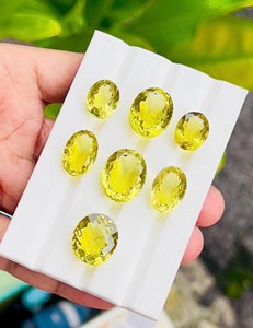 พลอยเลมอนควอตซ์ทรงรีสีเหลืองธรรมชาติ คุณภาพสูง สำหรับทำเครื่องประดับ - Product Image 6