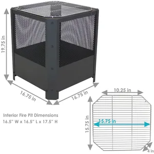 Modern <b>Outdoor</b> Fire Pit <b>Table</b> Bioethanol Fuel Stainless Steel Powder Coated Freestanding Eco-Friendly With Fire Glass - Product Image 2