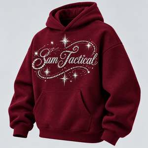 Men's Red <b>Velour</b> <b>Hoodie</b> Rhinestone Hip Hop Pullover Sweatshirt Letter Design Regular Fit Autumn Wholesale Rate OEM Custom - Product Image 2