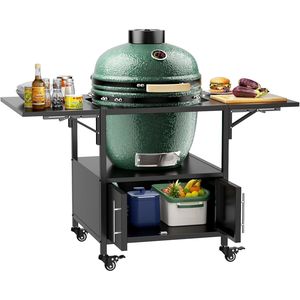 Carrello in Metallo per Barbecue da Esterno, Compatibile con Big Green Egg, con 2 Pannelli Pieghevoli - Product Image 5