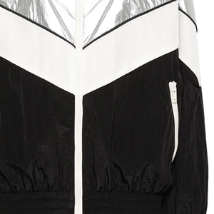 Chaqueta Cortavientos Impermeable Gruesa Unisex Personalizada Letizia, Diseño Color Block en Negro, Blanco y Plateado, Cierres Laterales y Delanteros, Tallas Grandes - Product Image 4