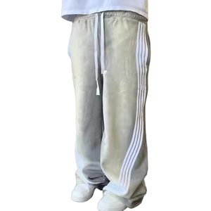 Pantalones Deportivos para Hombre, Diseño Casual con Rayas en Contraste y Logotipo Personalizado, Corte Recto, Holgados, Estilo Oversize, Tejido Grueso - Product Image 4