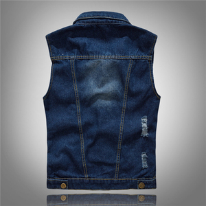 Chaleco vaquero estilo streetwear para hombre, clásico con botones, sin mangas, de algodón grueso, para hombres. - Product Image 2