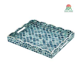 Handcrafted Blue Mother of Pearl Serving Tray Luxury <b>Rectangle</b> Decorative Tray for Home & Hospitality - Product Image 1