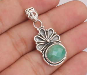 Pendentif en Amazonite Naturelle Vintage, Argent Sterling 925, Bijou Artisanal en Pierre Précieuse Verte, Vente en Gros, Haute Qualité, Bleu Aqua 18 - Product Image 1
