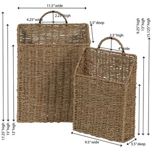 Set of 2 Wall-Mounted Seagrass <b>Baskets</b> Handmade <b>Storage</b> <b>Basket</b> Wholesale eco-friendly Made in Vietnam - Product Image 4