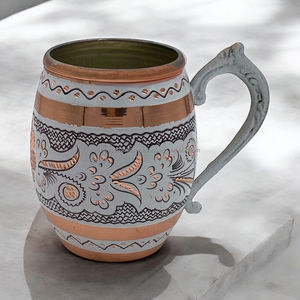 Taza de Cerveza Personalizada de Cobre Recubierto y Plateado con Grabado - Estilo Clásico, Regalo Empresarial de la India - Product Image 5