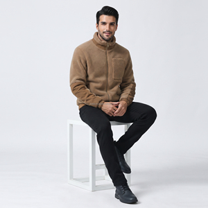 Men's Winter <b>Fleece</b> Jacket Stand Collar Zipper Closure Thick Warm Casual Solid Color Windproof Regular Fit <b>Sherpa</b> Lining - Product Image 2