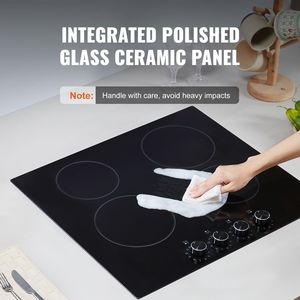 Placa de Cocción Eléctrica de 24 Pulgadas y 4 Quemadores, 6000W, Integrada, con Superficie de Cerámica, Perillas de Vidrio, Placas de Cocción por Inducción - Product Image 4