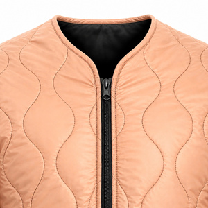 <b>Mens</b> Collarless Wave Quilted Padded Bomber Jacket Lightweight <b>Winter</b> Warm Zip Up <b>Parka</b> <b>Coat</b> Casual Streetwear Custom Logo Jacket - Product Image 3