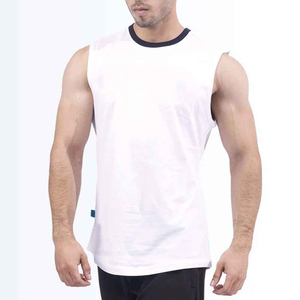 Débardeur blanc sans manches pour homme, col rond, coton uni, respirant, style décontracté - Product Image 4