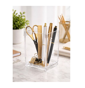 Porte-stylos et crayons transparent en acrylique unique, 2 compartiments, pour rangement de fournitures scolaires et de bureau, artisanat personnalisé. - Product Image 2