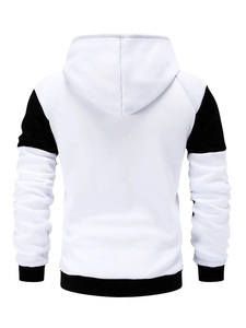 Black & <b>White</b> Diagonal Colorblock <b>Zip</b> <b>Up</b> Hoodie | Custom Men's Fleece Sweatshirt | Wholesale B2B Sourcing Bangladesh - Product Image 2