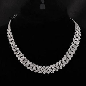 Cadena Cubana de Moissanita de Calidad de Exportación, Chapada en Oro de 18K, Personalizada, OEM ODM, Joyería al por Mayor Disponible para la Venta - Product Image 3