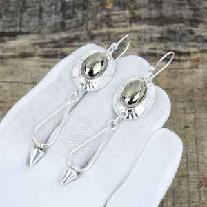 ต่างหูห้อยประดับทองคำแท้ Apache Pyrite Luxury  ทำจากเงินแท้ 925  งานแฮนด์เมด  เหมาะสำหรับงานปาร์ตี้ ของขวัญวันครบรอบ - Product Image 2