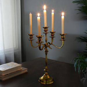Candélabre de luxe à 5 bras en aluminium doré, porte-bougie pour centre de table de Noël, mariage, événement, fête, décoration intérieure - Product Image 2