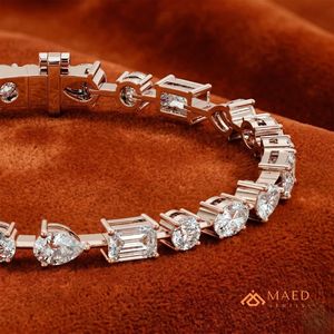 กำไลข้อมือโรสโกลด์ประดับมอสซาไนต์สำหรับสุภาพสตรี กำไลแบบโซ่เส้นเล็ก แฟชั่นเครื่องประดับ กำไลเทนนิสหลากหลายรูปทรง เครื่องประดับเจ้าสาว นิวยอร์ก - Product Image 3
