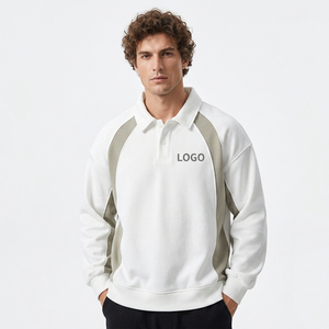 Sweat-shirt décontracté en coton tricoté pour homme, blanc, à manches longues, col boutonné, coupe classique, respirant, avec logo imprimé, idéal pour l'automne - Product Image 6