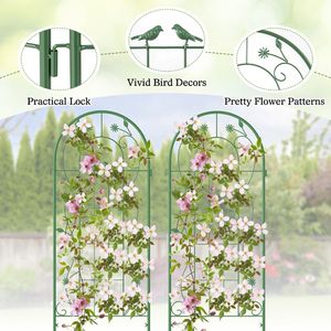 Set di 2 tralicci da giardino in metallo da 86,5 x 20 pollici per piante rampicanti, recinzioni e cancelli - Product Image 4