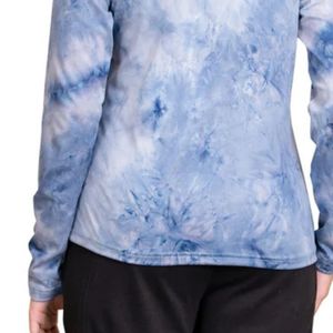 Haut décontracté à manches longues tie-dye bleu pour femme, coupe décontractée, t-shirt basique pour tous les jours, vêtement de mode doux pour femme - Product Image 5
