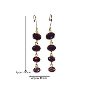 ชุดต่างหูห้อยประดับพลอยโกเมน เงินแท้ 925 ชุบทอง ดีไซน์ทันสมัยสำหรับผู้หญิง - Product Image 5