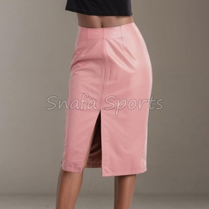 Jupe en cuir pour femme, taille mi-haute, décontractée, nouvelle mode, en cuir de mouton véritable, collection été, fabriquée en usine - Product Image 4