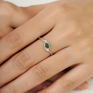 Elegant 925 Sterling <b>Silver</b> Natural <b>Emerald</b> Single Stone High Quality Fine Women's <b>Ring</b> May Birthstone Jewelry - Product Image 2