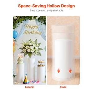 Pedestal Cilíndrico de PVC Blanco para Decoración de Bodas, Fiestas de Cumpleaños, Arte, 3 Piezas, 23.62/29.53/35.43 Pulgadas, Exhibidores de Mesa, 33.07 Libras - Product Image 4