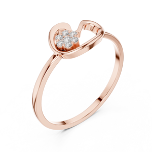 Elegante Anillo de Diamantes con Corazón Abstracto en Oro Rosa para Mujer, Joyería Minimalista de Moda para Promesa, Compromiso, Boda, Aniversario, Regalo - Product Image 3