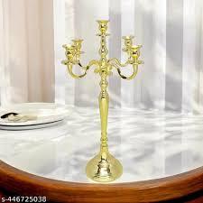 Elegant Gold <b>Crystal</b> 5 Arm Candelabra Candle <b>Stand</b> - Product Image 3