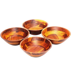 Juego de servir de madera NATURAL de diseño moderno, ensaladera y cuchara de madera de acacia para cocina y fiesta, producto de gran venta - Product Image 1