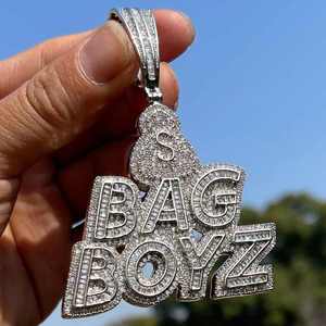 Colgante de Moissanita Personalizado S Bag Boyz Iced Out, Joyería Hip Hop con Acabado en Oro Rosa, Cadena de Lujo para Fiesta - Product Image 1