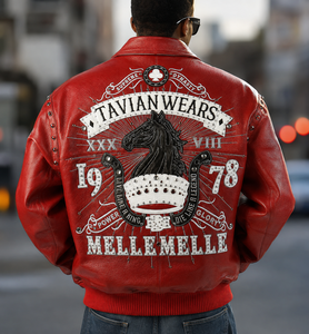แจ็คเก็ตหนังแท้สำหรับผู้ชาย ออกแบบเองได้ สไตล์วินเทจ แฟชั่นสำหรับขี่มอเตอร์ไซค์ เสื้อคลุมกันหนาว โรงงานรับผลิตแบบ OEM ODM ขายส่ง - Product Image 1