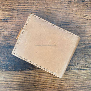 กระเป๋าสตางค์หนังแท้สำหรับผู้ชายแบบ100% กระเป๋าสตางค์บัตรเครดิตหนังแท้แบบวินเทจงานแฮนด์เมดสไตล์วินเทจ - Product Image 3