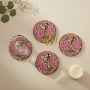 Handmade Round <b>Blue</b> Evil Eye <b>Coaster</b> Set of 4 Modern Bead Material Eco-Friendly Decorative <b>Placemat</b> for Home Use - Product Image 3