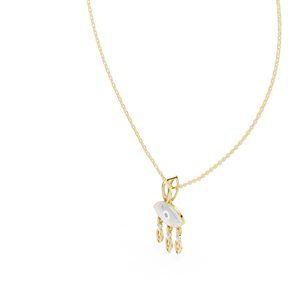 LUMINOUS GOOD LUCK CHARM LAB GROWN DIAMOND <b>PENDANT</b> SET IN 18KT <b>SOLID</b> ROSE <b>GOLD</b> FOR ENGAGEMENT PARTY VALENTINE GIFT DAILY WEAR - Product Image 6