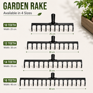 Tête de râteau de jardin robuste à 10, 12, 14 ou 16 dents en acier, accessoire cultivateur pour pelouse, feuilles et sol, idéal pour le jardinage, l'aménagement paysager et l'agriculture - Product Image 3