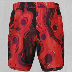 Shorts de sublimación para hombre de color sólido y estampado, de doble capa, con logotipo bordado personalizado, servicio OEM. - Product Image 5