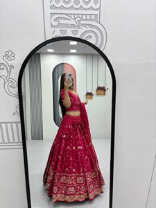 Ensemble Lehenga Choli en soie Vichitra brodée pour femmes, avec dupatta en fil de sequins, tenue traditionnelle pour mariage et fête - Product Image 2