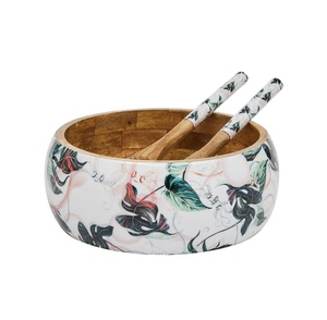 Bol à salade en bois de manguier écologique, logo personnalisé, bol à fruits en bois pour la maison, la décoration de table d'hôtel, ustensiles de cuisine, vaisselle - Product Image 5