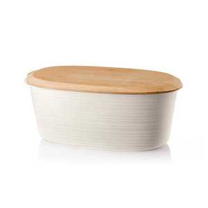 Boîte de rangement moderne pour cuisine en métal avec couvercle en bois pour l'organisation du garde-manger, le stockage des aliments et la présentation sur comptoir - Product Image 1