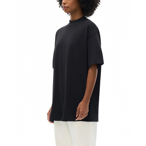 T-shirt col montant en jersey 280 GSM, coupe ample et oversize, motif uni, impression DTG sur le devant, épaules tombantes, pour homme - Product Image 3