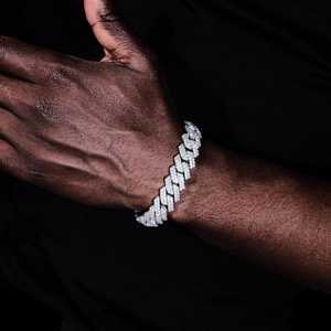 Chaîne cubaine Miami en argent sterling 925 plaqué or avec moissanite taille brillant 14 mm, style hip-hop, pour homme, cadeau de fiançailles ou de mariage - Product Image 6