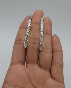 ต่างหูเพชรทรงห่วง 5.13 กะรัต เพาะเลี้ยงในห้องปฏิบัติการ ทองคำแท้ 14K แบบ Huggies ดีไซน์หรูหรา เหมาะสำหรับงานปาร์ตี้ ของขวัญวันครบรอบ สไตล์มินิมอล - Product Image 2