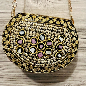 Regal Silver-Plated Chain <b>Mosaic</b> Metal Clutch Bag Hand Inlaid Natural Stones Premium Silk Interior Custom Color Fashion Craft - Product Image 3