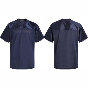 Maillots de rugby en mesh respirant à manches courtes, coupe classique, col en V, vente en gros d'usine, football américain - Product Image 1