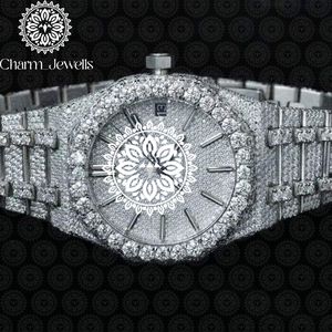 Montre de luxe pour homme Charm_Jewells, boîtier et bracelet en acier inoxydable, incrustée de diamants, mouvement mécanique analogique, date automatique, étanche - Product Image 2