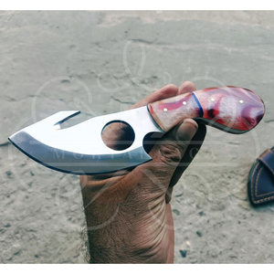 Cuchillo de caza estilo vaquero de acero inoxidable con mango de resina hecho a mano y gancho para desollar - Product Image 5